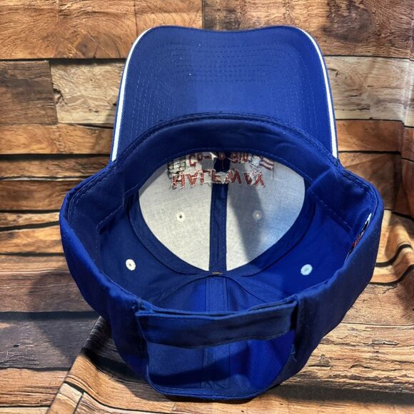 Halfway Co-Op Gin Hat Cap H & L Strapback Blue Halfway TX Cotton Bale USA Flag - Picture 5 of 7